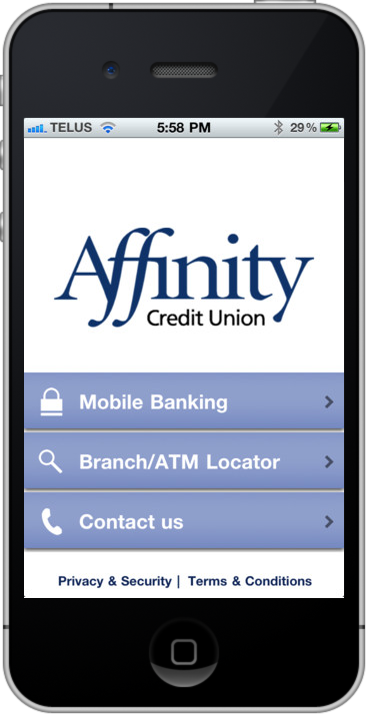 Affinity Mobile Home Screen