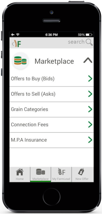 FarmLead MarketPlace Screen